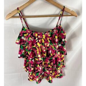 Sunshine Zone Ruffled Floral Tankini Swim top size small